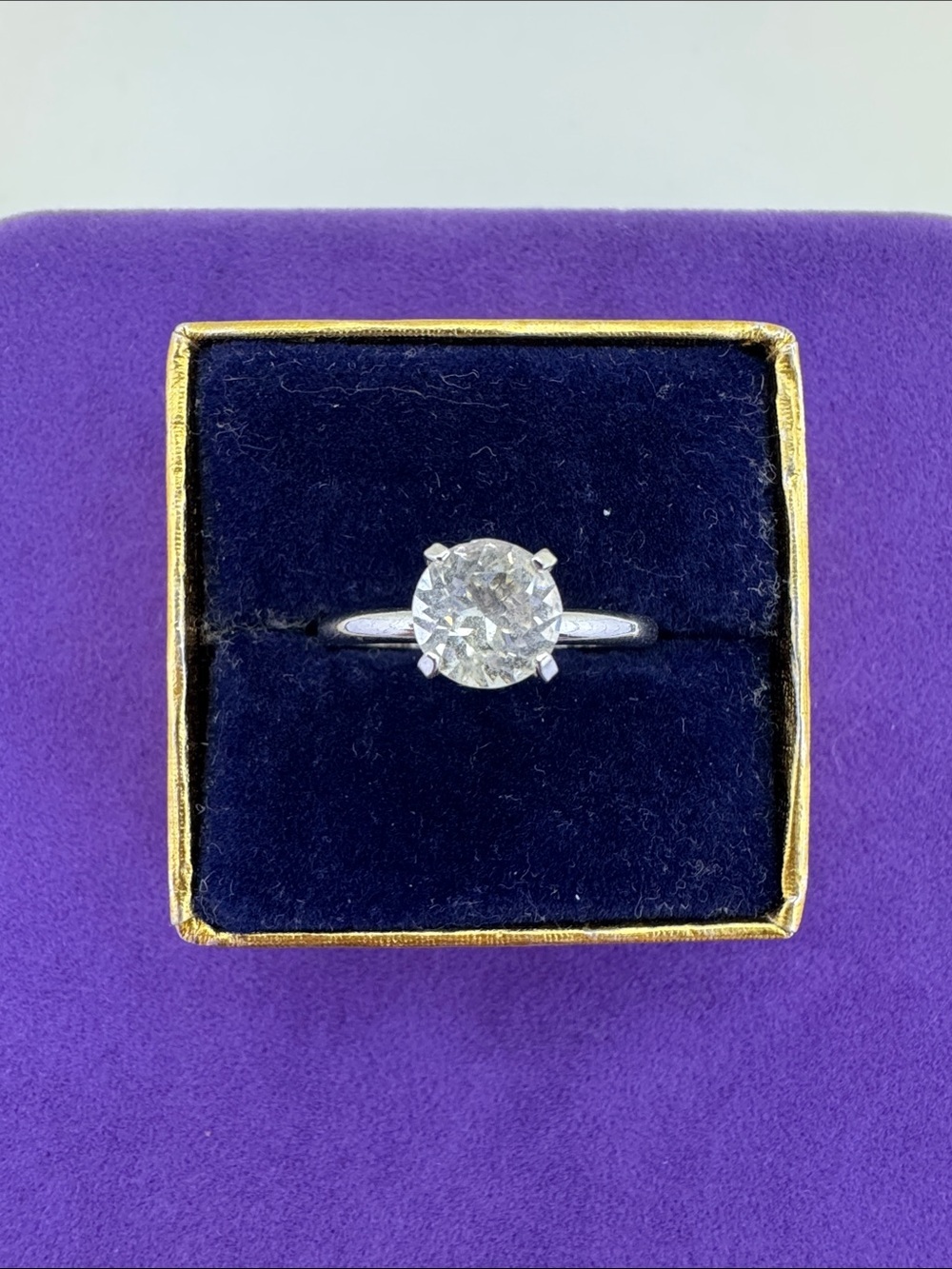 💛 Classic Silver Tone Solitaire Round-Cut Diamond CZ Ring